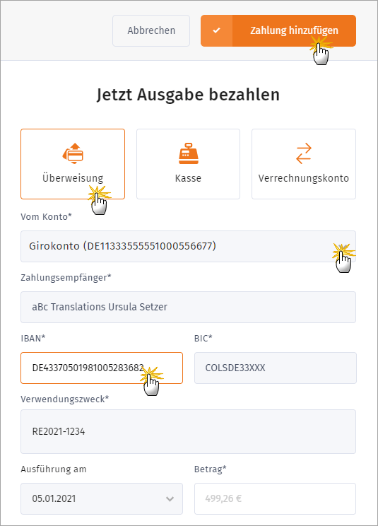 MeinBüro Handbuch für Fortgeschrittene: Ausgaben bezahlen