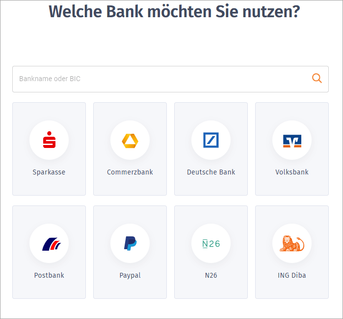 MeinBüro Handbuch für Fortgeschrittene: Auswahl der genutzten Bank