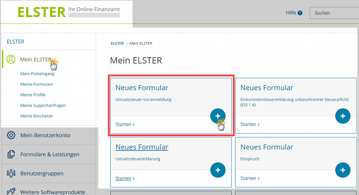 MeinBüro Handbuch für Fortgeschrittene: Neues ELSTER-Formular erstellen