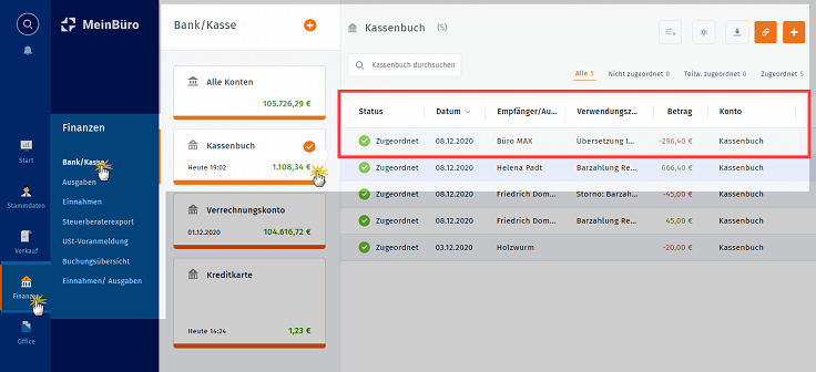 MeinBüro Handbuch für Fortgeschrittene: Ausgabe zugeordnet