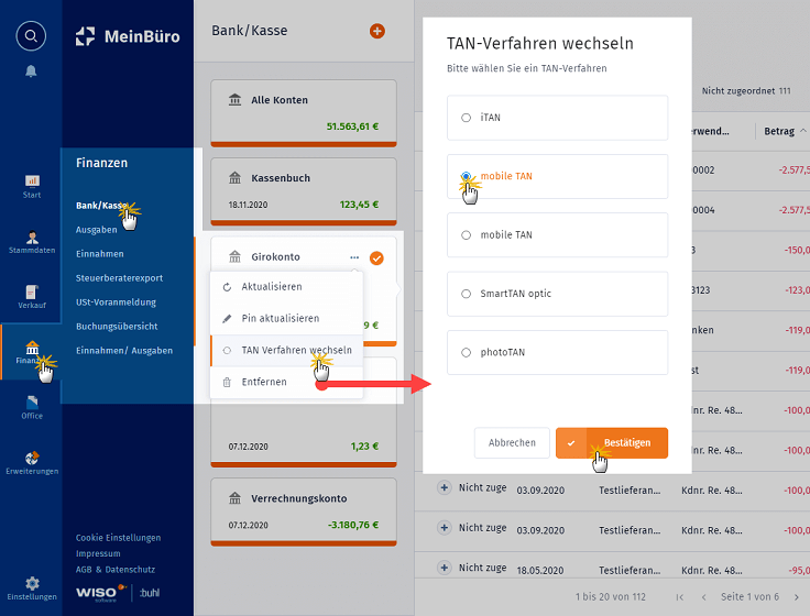 MeinBüro Handbuch für Fortgeschrittene: Tan-Verfahren wechseln