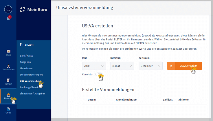 MeinBüro Handbuch für Fortgeschrittene: UStVA erstellen