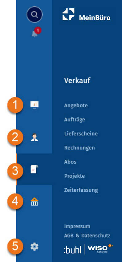 MeinBüro Handbuch für Einsteiger: Navigationsleiste