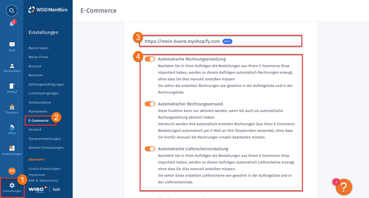 MeinBüro Handbuch für Fortgeschrittene: Shopifybestellungen in MeinBüro einbinden