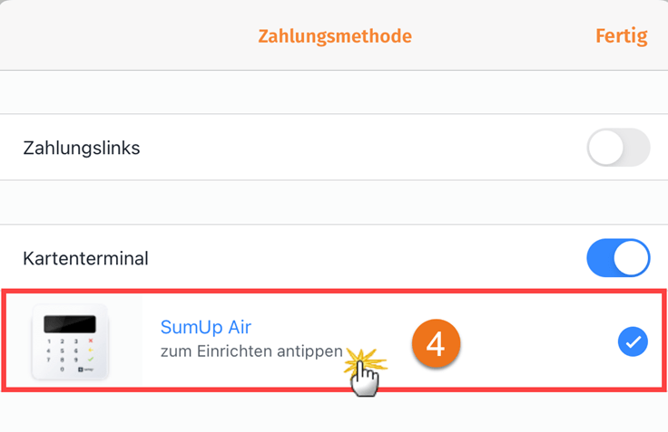 MeinBüro Handbuch für Fortgeschrittene: SumUp Zahlungsmethode hinterlegen