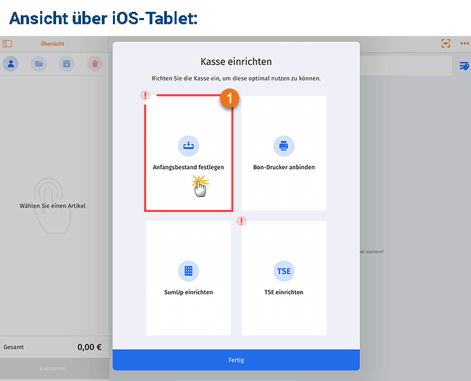 MeinBüro Handbuch für Fortgeschrittene: Anfangsbestand iOS