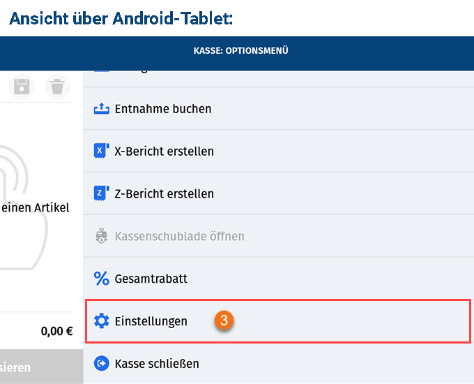 MeinBüro Handbuch für Fortgeschrittene: Optionsmenü Android