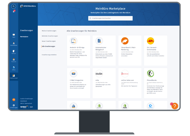 Erweiterungen MeinBüro Marketplace