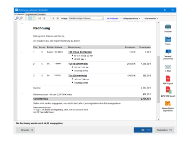 Rechnungseditor MeinBüro Desktop