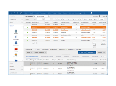Rechnungsübersicht MeinBüro Desktop