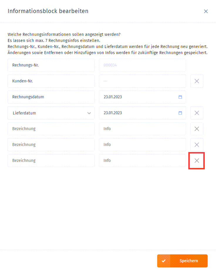 Handbuch für WISO MeinBüro Web: Infofeld bearbeiten