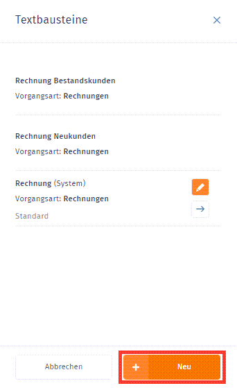 Handbuch für WISO MeinBüro Web: Textbausteine neu