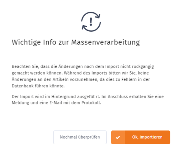 MeinBüro Handbuch für Einsteiger: Wichtige Info zur Massenverarbeitung - Änderungen können nach dem Import nicht rückgängig gemacht werden!