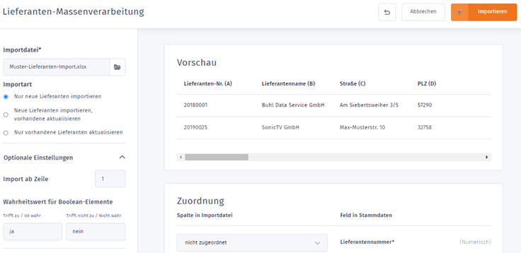 MeinBüro Handbuch für Einsteiger: Lieferanten-Massenverarbeitung - Nur neue Lieferanten importieren