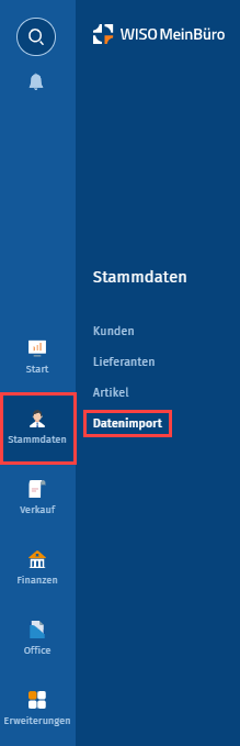 MeinBüro Handbuch für Einsteiger: Menü > Stammdaten > Datenimport