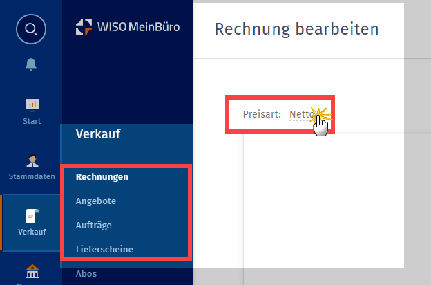 MeinBüro Handbuch für Einsteiger: Brutto/Netto im Arbeitsbereich "Meine Firma"