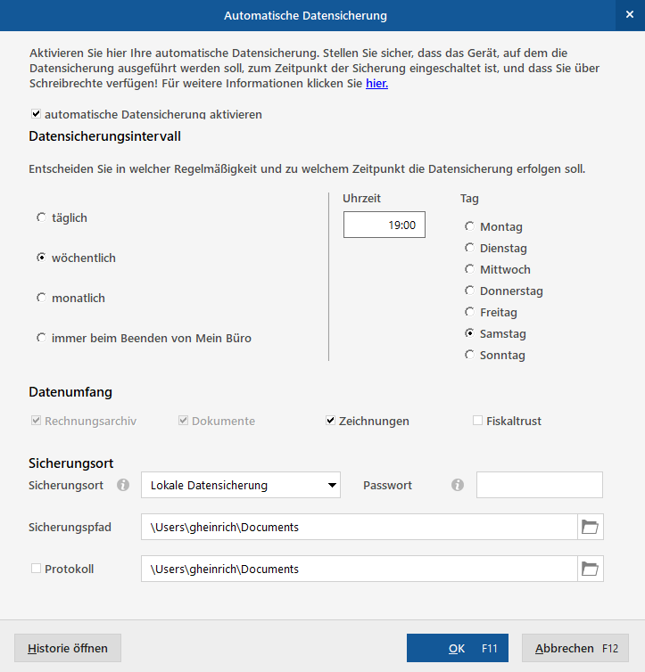 WISO MeinBüro Desktop: Datensicherung