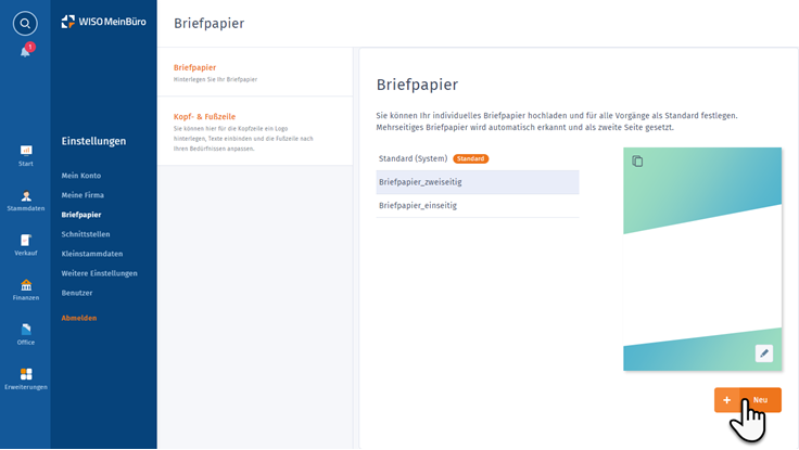 Handbuch für Einsteiger: Neues Briefpapier anlegen