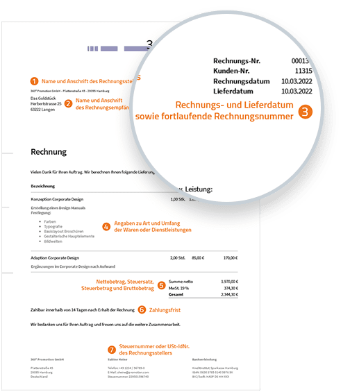 Automatische Ergänzung von Pflichtangaben auf Rechnungen
