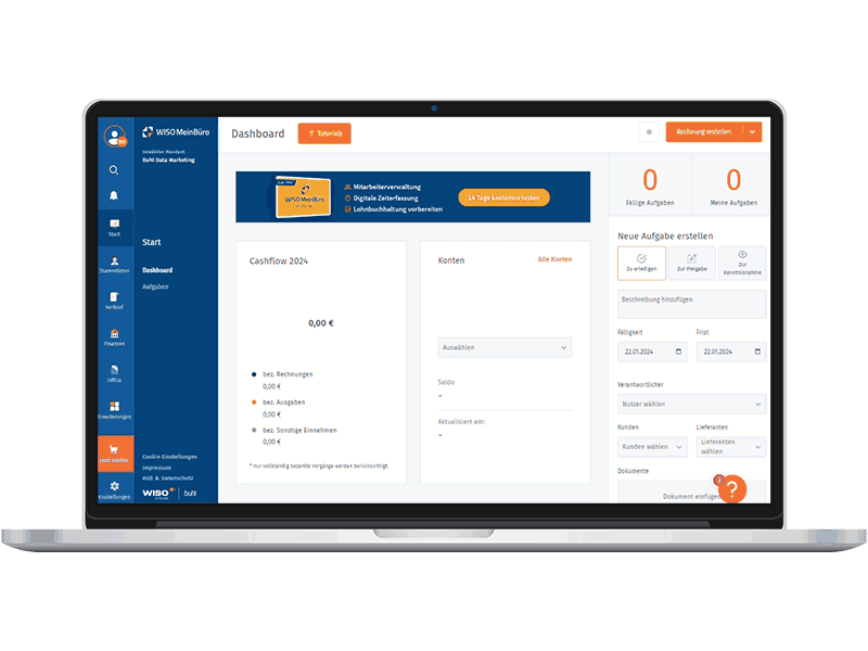 Rechnungen schreiben, vorbereitende Buchhaltung erledigen