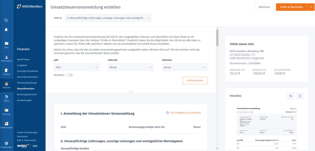 Umsatzsteuervoranmeldung direkt ans Finanzamt