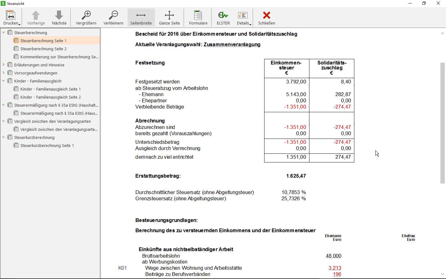 Steuererklärung für die Veranlagung 2016 mit