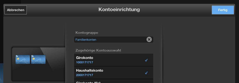 finanzblick Kontogruppen Kontenauswahl