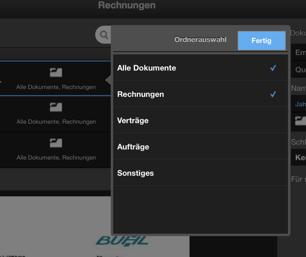 finanzblick Dokumentenarchiv Ordnerauswahl