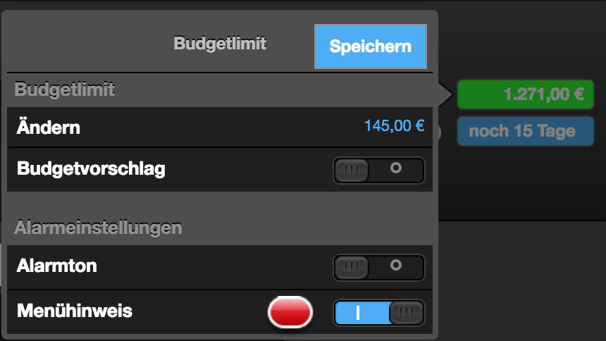 finanzblick Finanzen im Griff Budgetlimit ändern