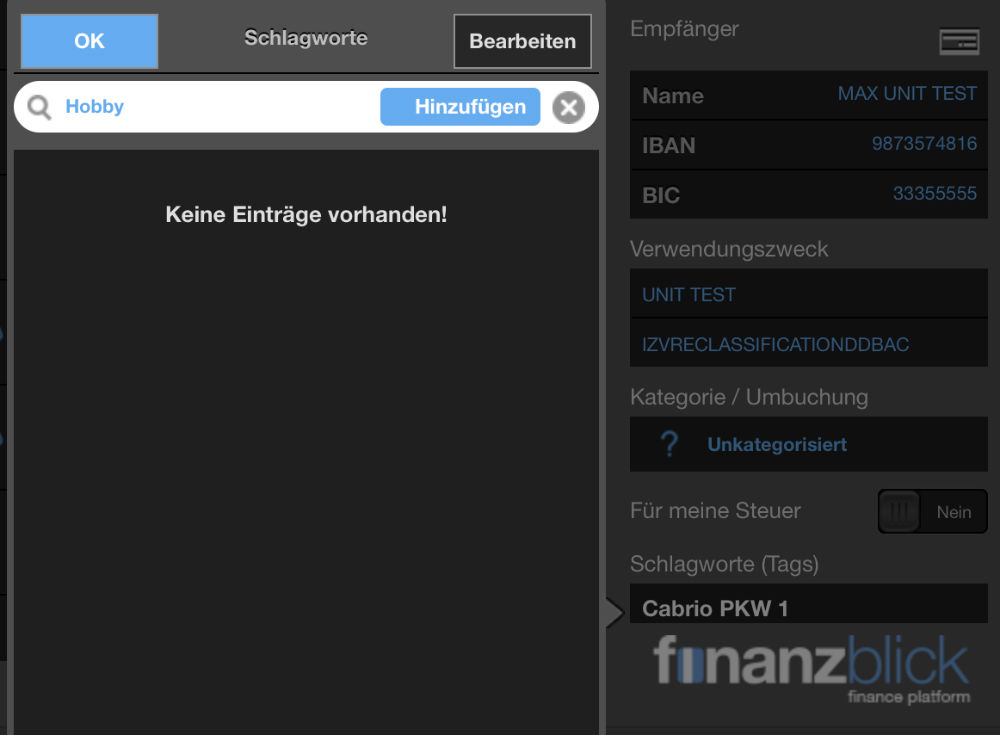 finanzblick individuelle Auswertungen neue Tags