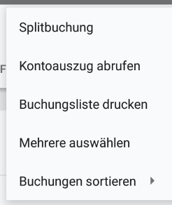 finanzblick android Buchungen sortieren