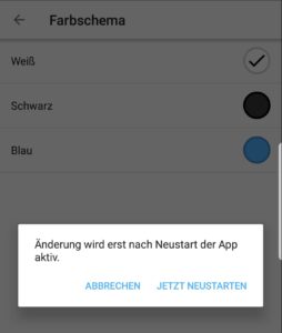 finanzblick android Farbschema wählen