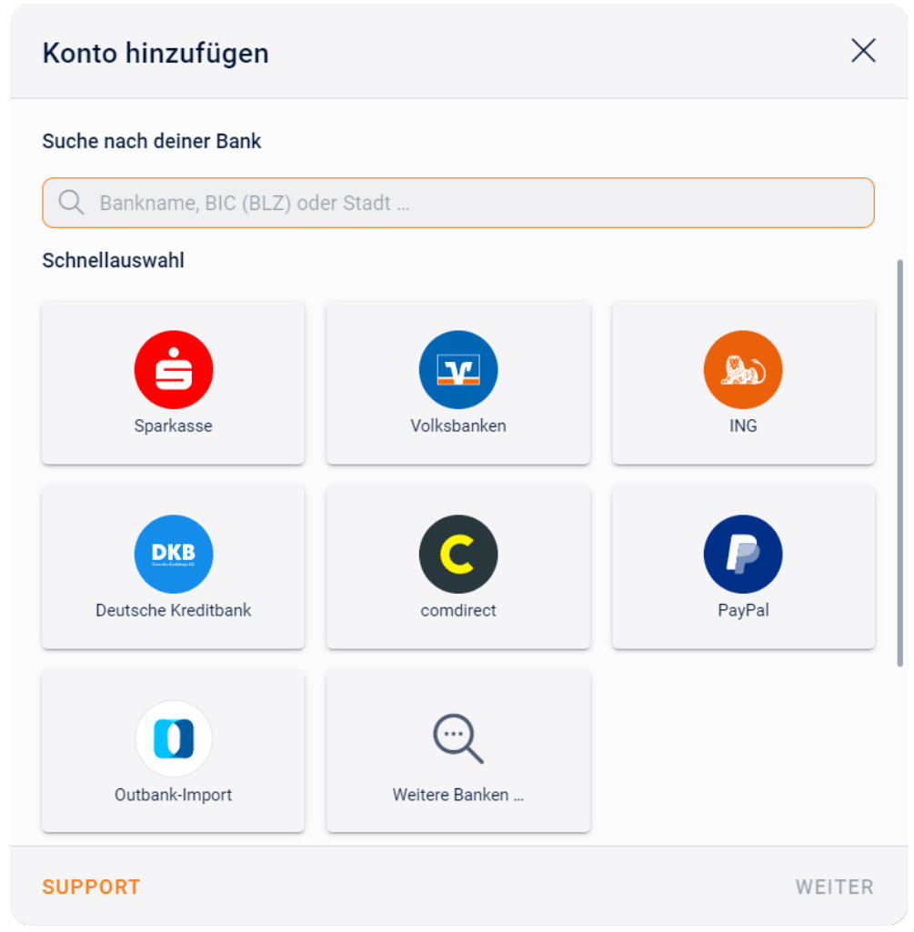 Richte deine Konten ein