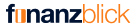 finanzblick Logo mit senkrechter Kreditkarte als Ersatz für den Buchstaben i