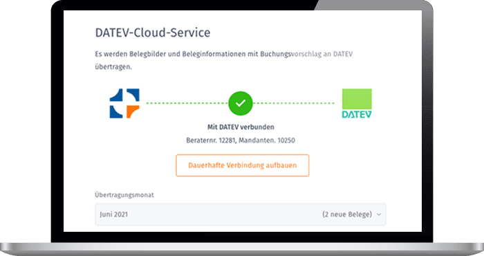 Sichere Übertragung von Belegen, Buchungsdaten und Banktransaktionen nach DATEV