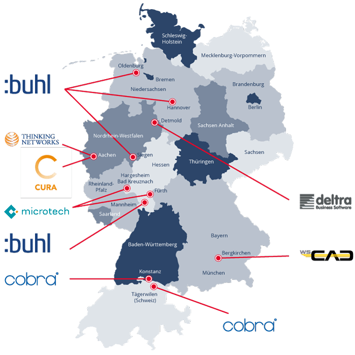 Deutschlandkarte mit Buhl Standorten