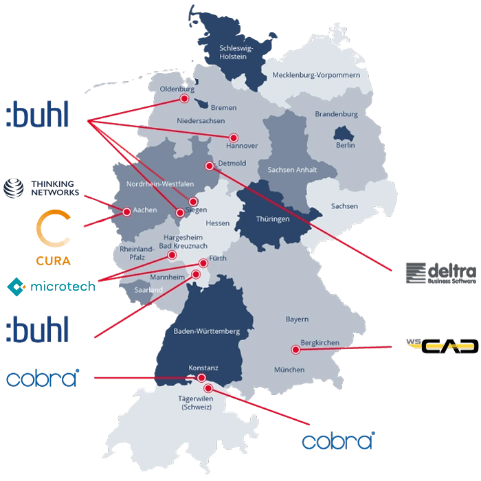 Deutschlandkarte mit Buhl Standorten