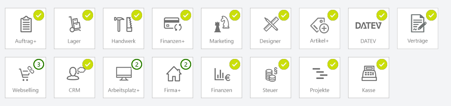 Auflistung der Zusatzmodule