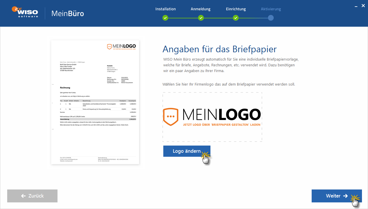 Logo in Briefpapier einbinden