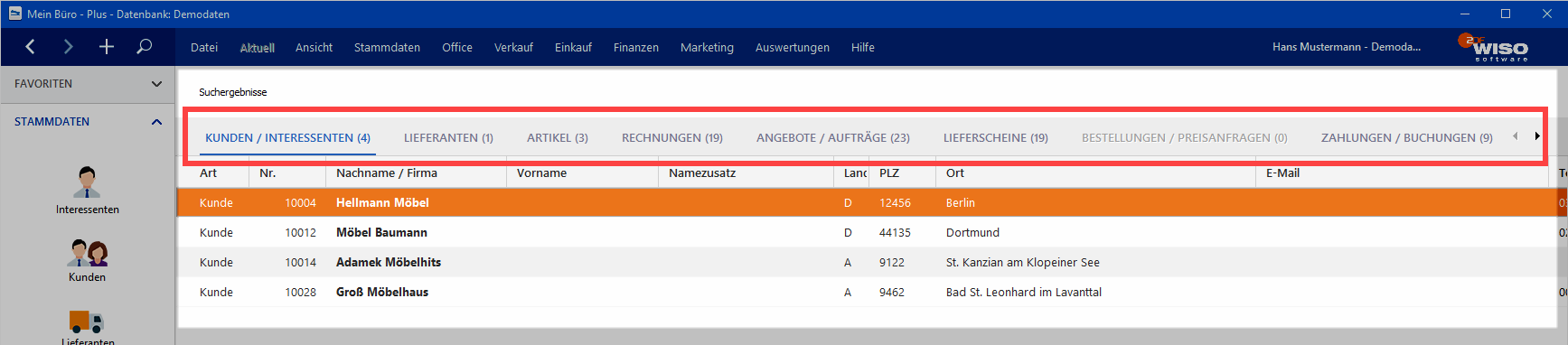 Komplette Ergebnisseite