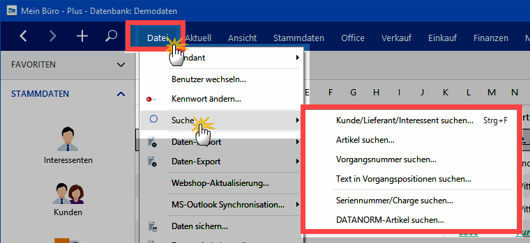 Suche über Datei