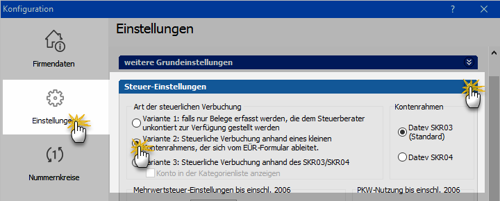 Steuerliche Verbuchungsart