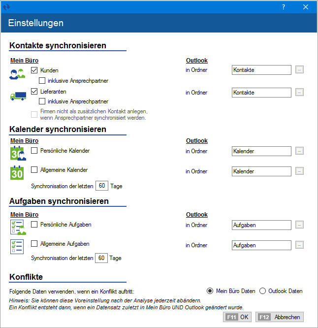 Outlook Kontakte synchronisieren