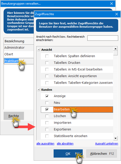 Zugriffsrechte vergeben