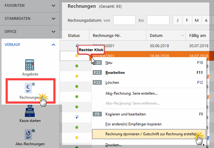 Rechnung stornieren