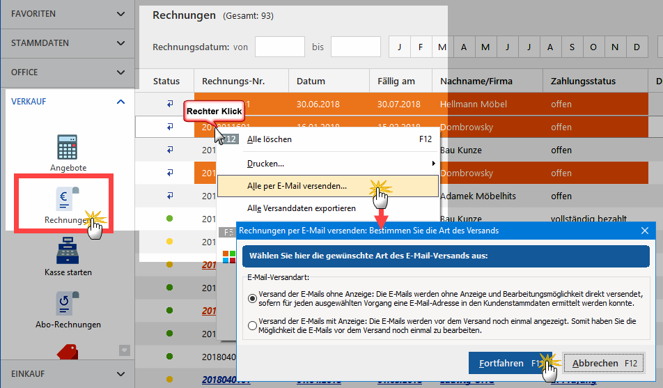 Rechnungen per E-Mail versenden
