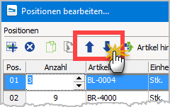Positionen bearbeiten