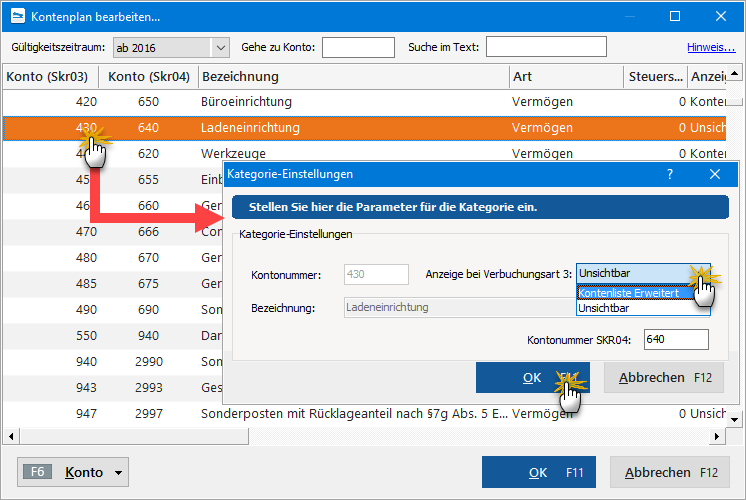 Kontenplan bearbeiten