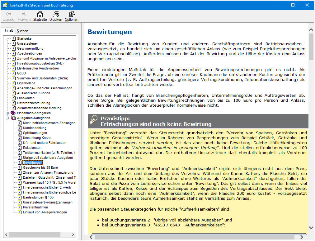 Interaktive Buchführungs-Kontexthilfe