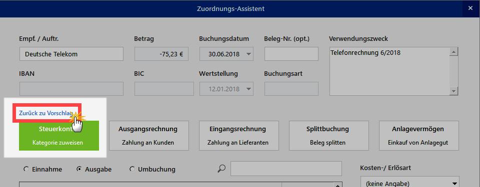 Hilfe des Zuordnungs-Assistenten